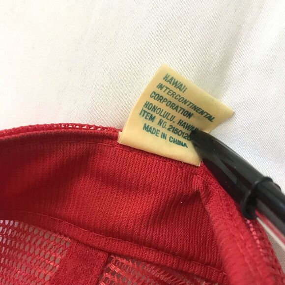 VTG Hawaii Maui Trucker Hat Red White Snapback Embroidered Leaf Foam Mesh Rope - Picture 8 of 9